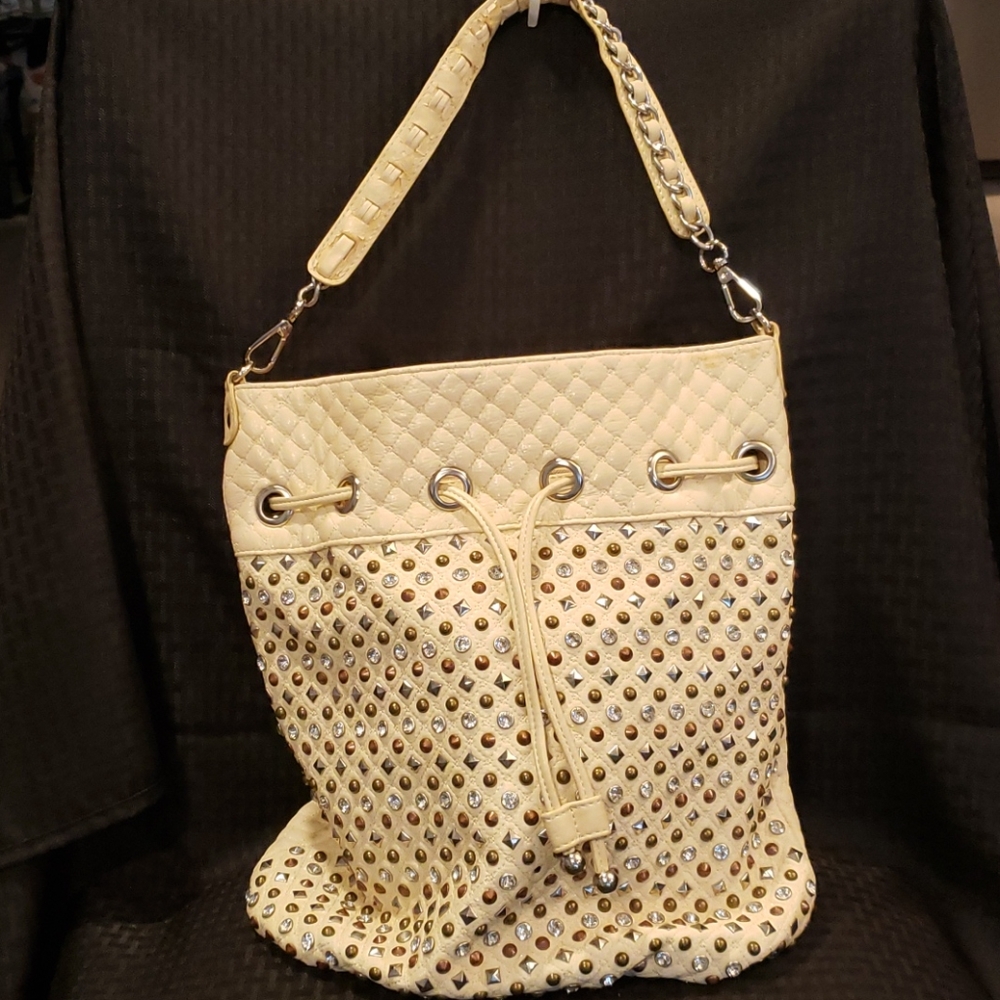 Cream Studded Front Handbag by Galian